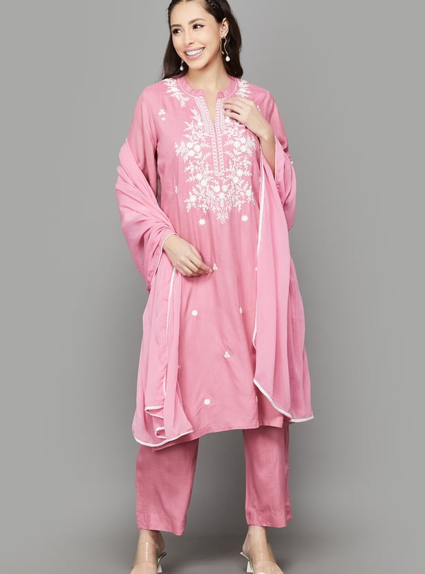 BIBA Embroidered Kurta Set