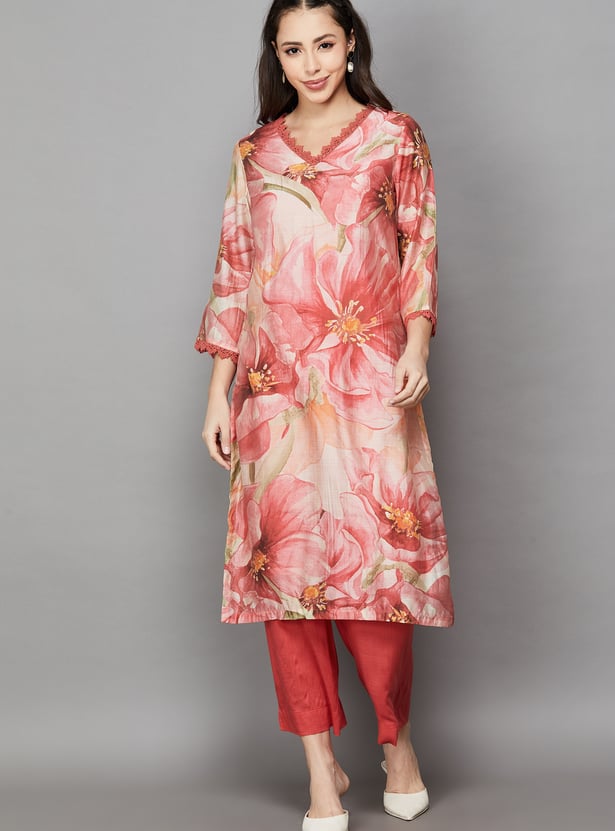 BIBA Floral Print Kurta Set