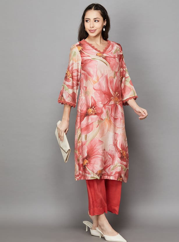 BIBA Floral Print Kurta Set