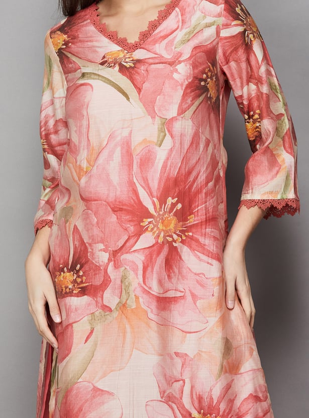 BIBA Floral Print Kurta Set