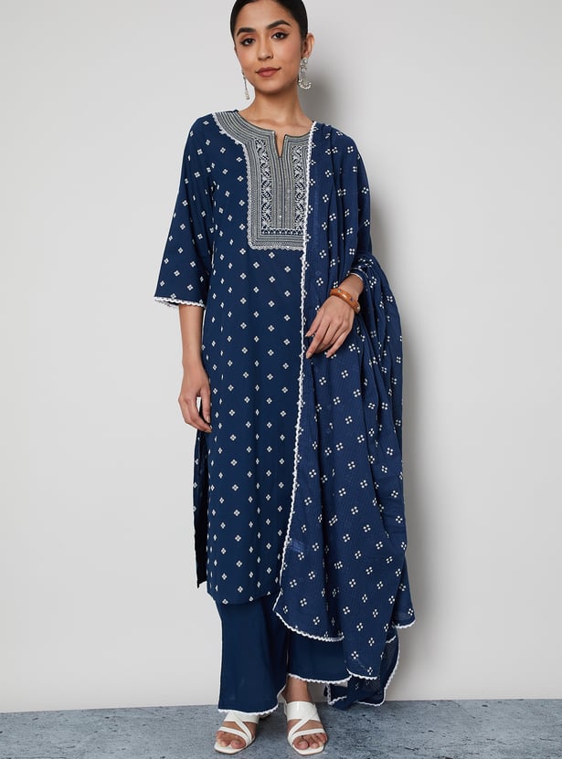 MELANGE Printed Straight Kurta Set