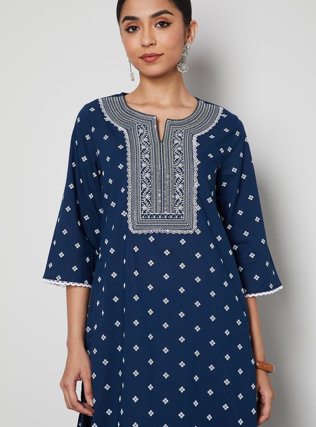 MELANGE Printed Straight Kurta Set