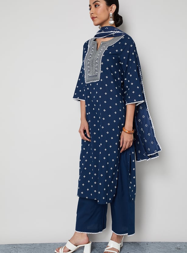 MELANGE Printed Straight Kurta Set