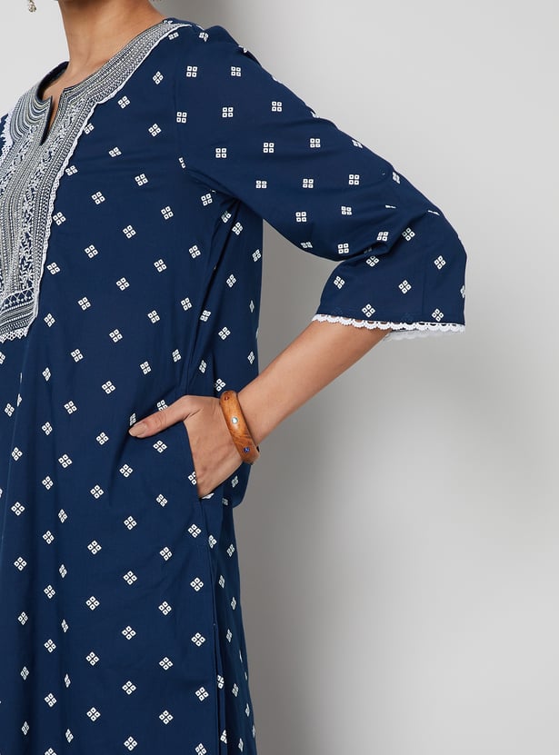 MELANGE Printed Straight Kurta Set
