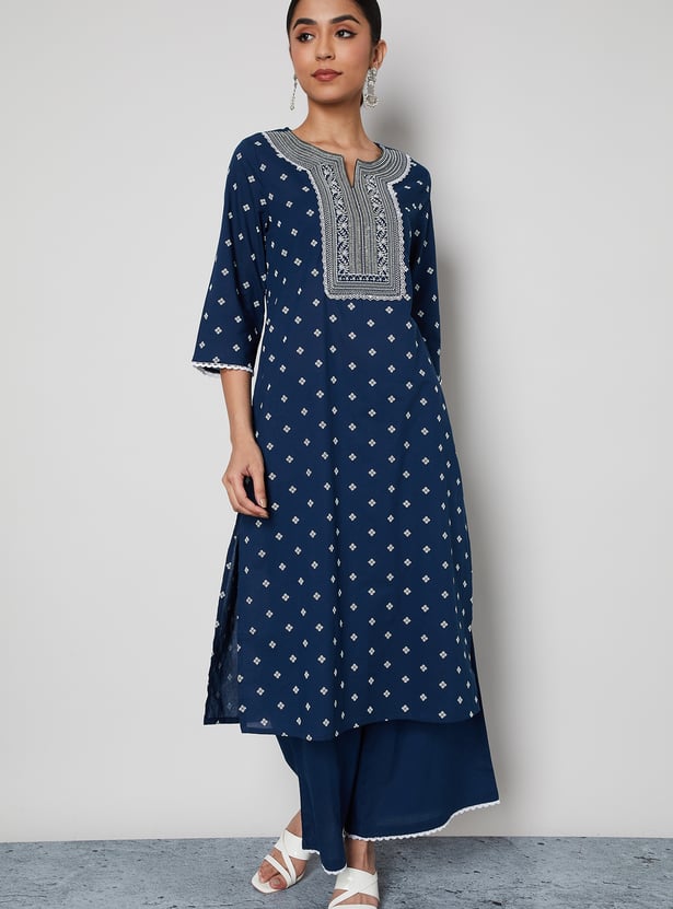 MELANGE Printed Straight Kurta Set