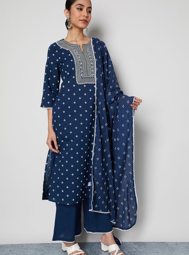 MELANGE Printed Straight Kurta Set