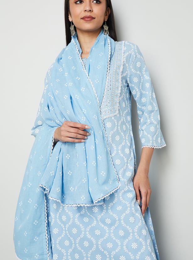 MELANGE Embroidered Yoke Straight Kurta Set