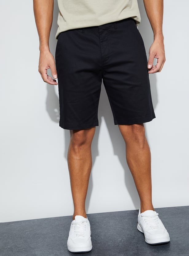 CODE Solid Regular Fit Shorts