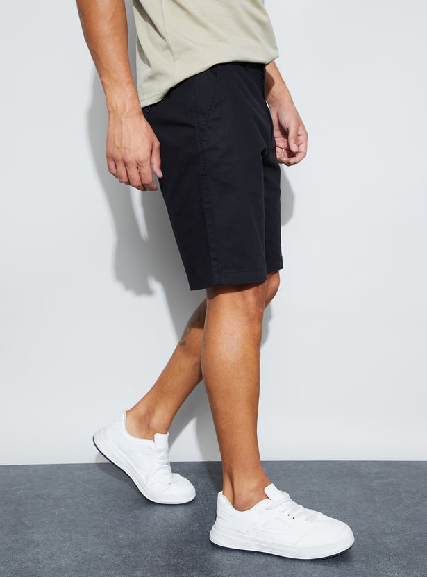 CODE Solid Regular Fit Shorts