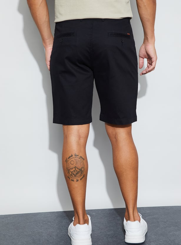 CODE Solid Regular Fit Shorts
