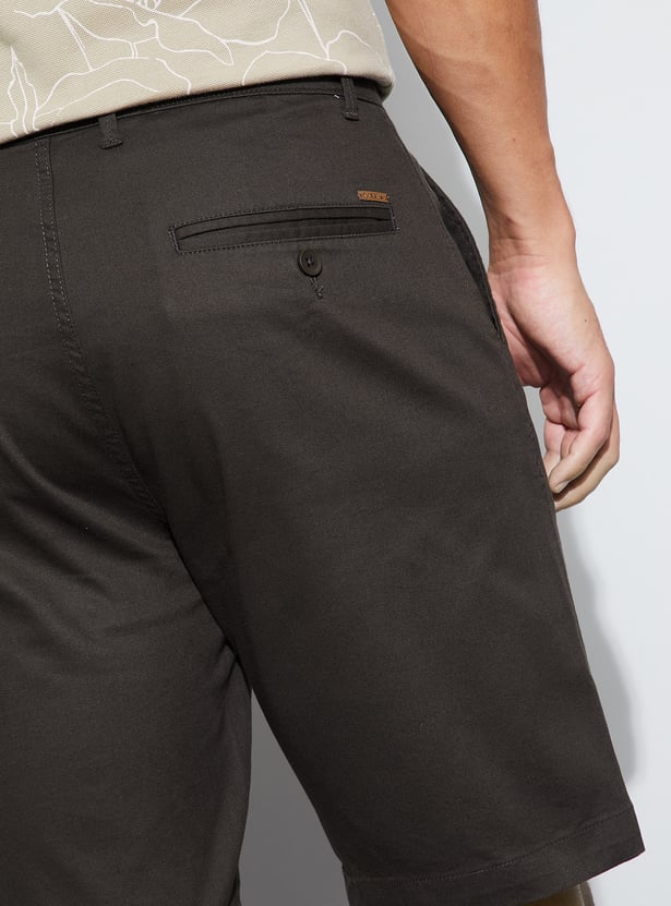 CODE Solid Regular Fit Shorts