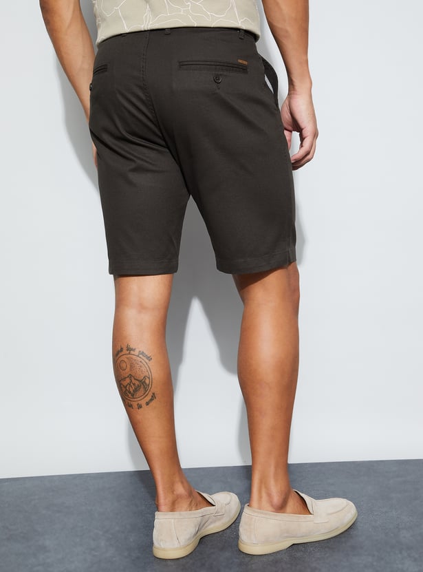 CODE Solid Regular Fit Shorts