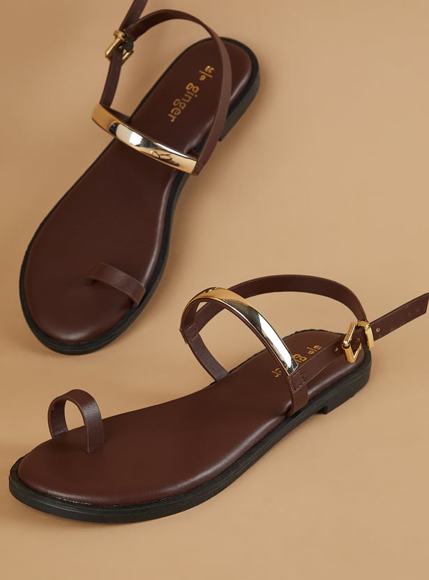 GINGER Metal Accent Toe Ring Flats