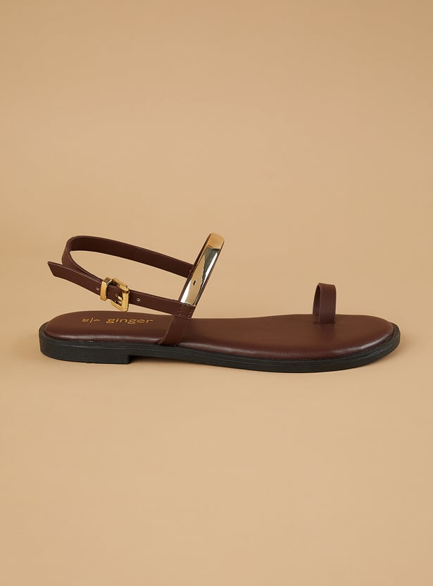 GINGER Metal Accent Toe Ring Flats