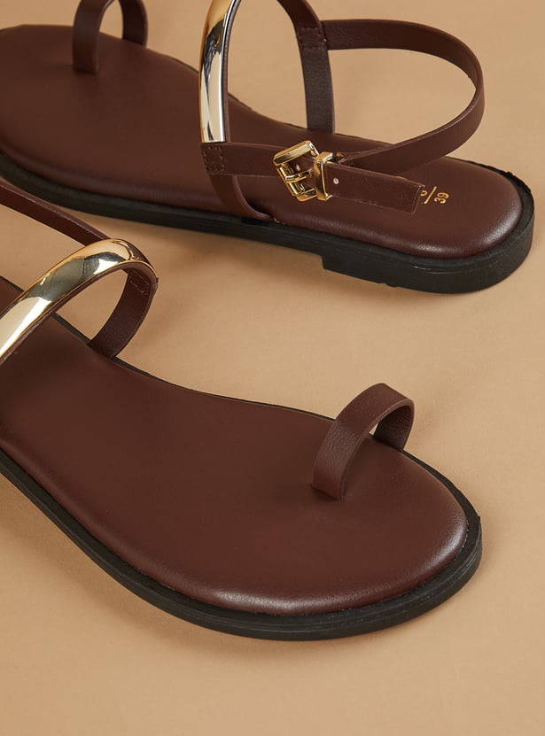 GINGER Metal Accent Toe Ring Flats