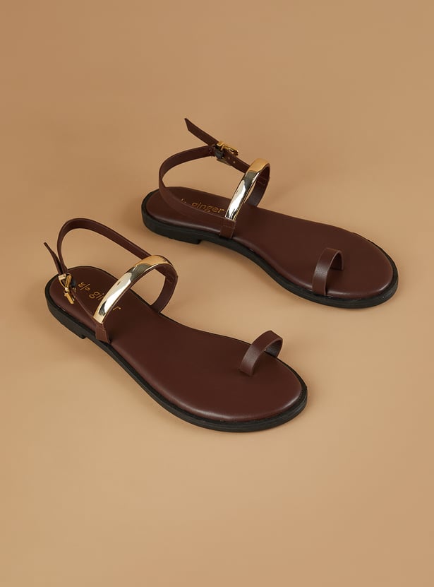 GINGER Metal Accent Toe Ring Flats