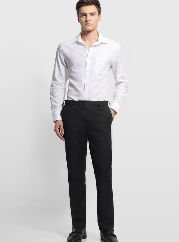 ARROW Solid Slim Straight Formal Trousers