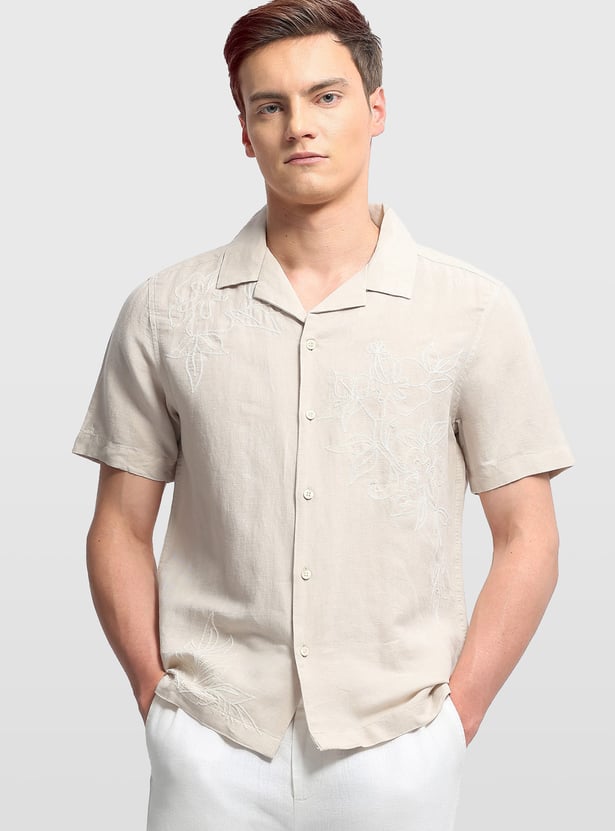 ARROW Floral Embroidery Slim Fit Formal Shirt