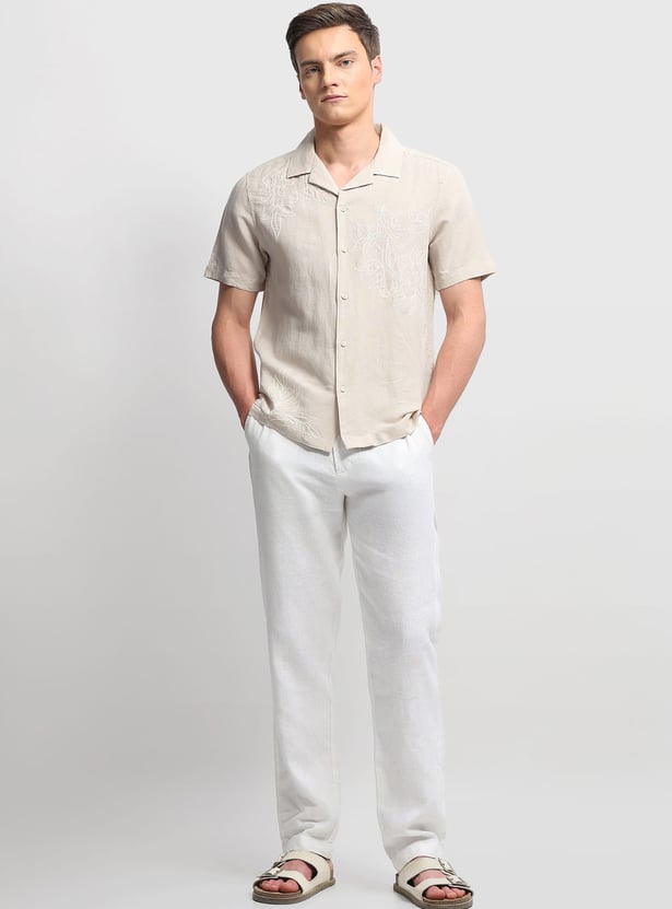 ARROW Floral Embroidery Slim Fit Formal Shirt