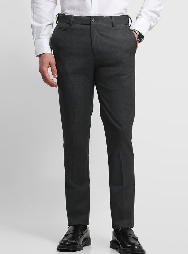 ARROW Textured Slim Straight Formal Trousers
