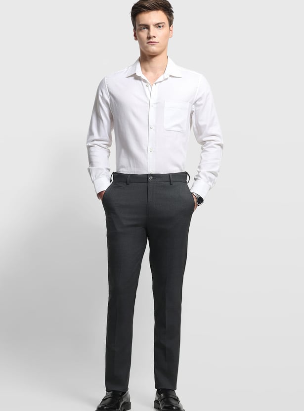 ARROW Textured Slim Straight Formal Trousers
