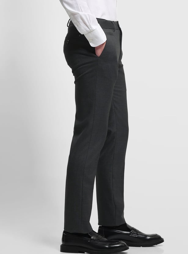 ARROW Textured Slim Straight Formal Trousers