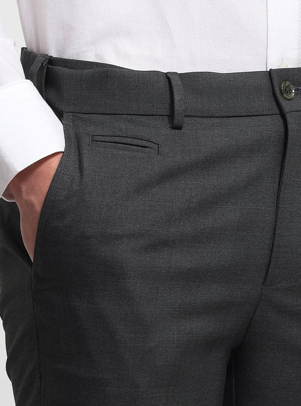 ARROW Textured Slim Straight Formal Trousers