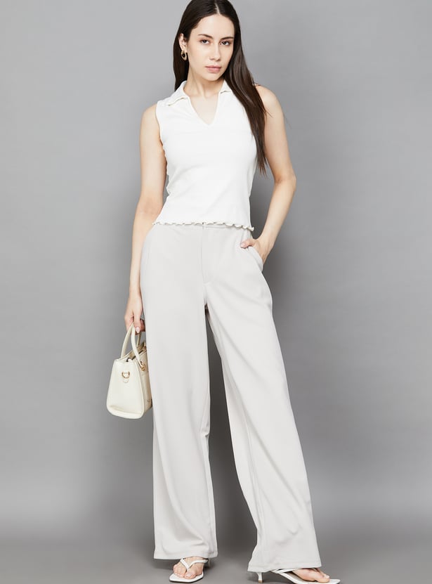 ONLY Solid Flat Front Trousers