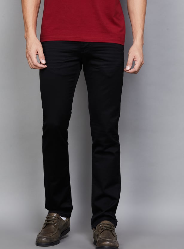 V DOT Solid Slim Straight Trousers