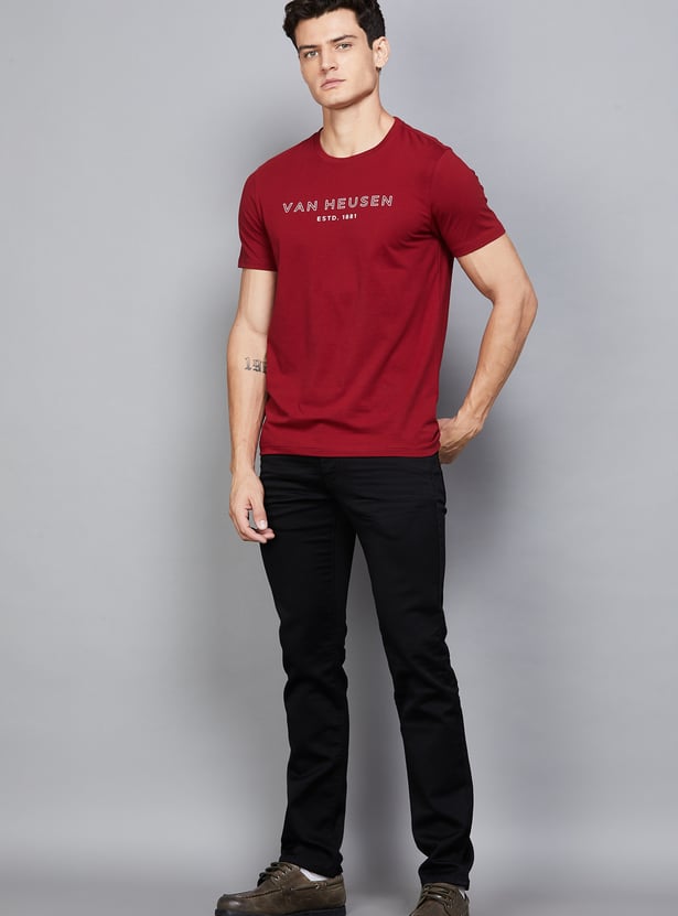 V DOT Solid Slim Straight Trousers