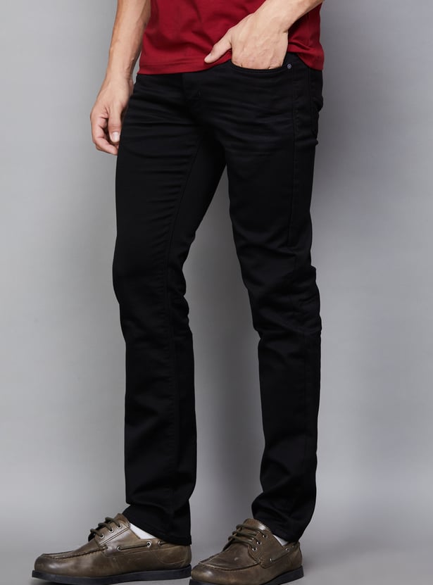 V DOT Solid Slim Straight Trousers