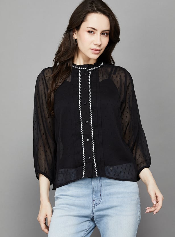 ONLY Embroidered Shirt Style Top
