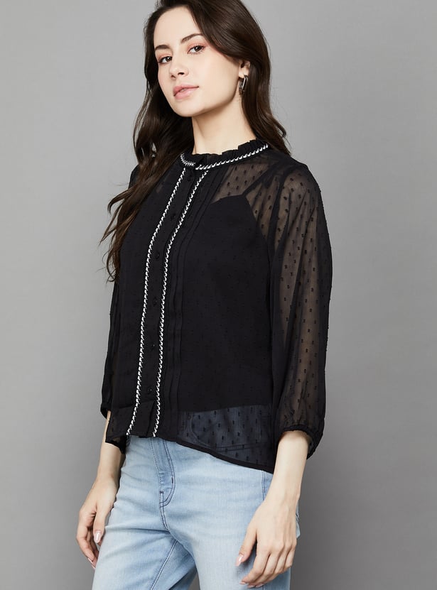 ONLY Embroidered Shirt Style Top