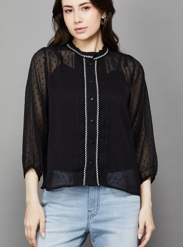 ONLY Embroidered Shirt Style Top