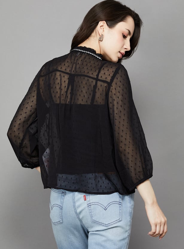 ONLY Embroidered Shirt Style Top