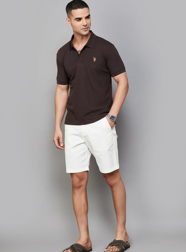 US POLO ASSN Solid Slim Fit Shorts