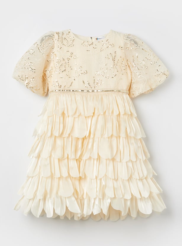 PEPPERMINT Girls Sequins Layered Dress