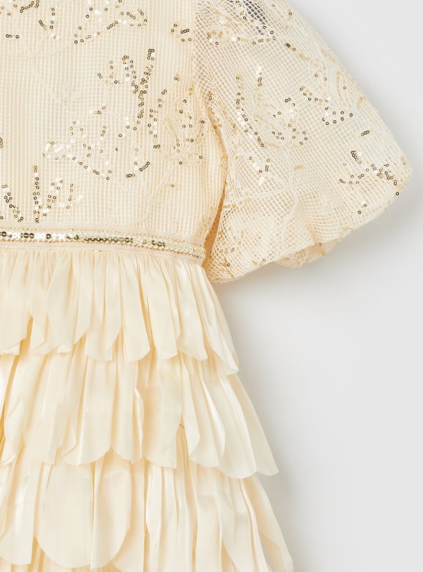 PEPPERMINT Girls Sequins Layered Dress