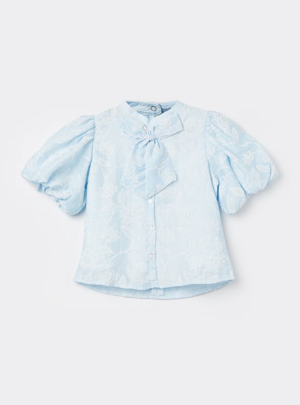 PEPPERMINT Girls Embroidered Bow Top