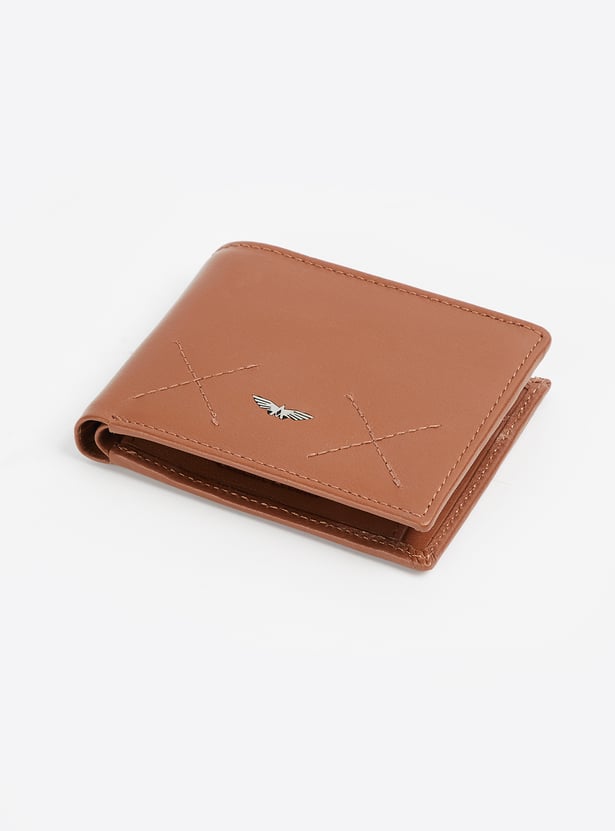 PARK AVENUE Stitch-Detailed Leather Bi-Fold Wallet