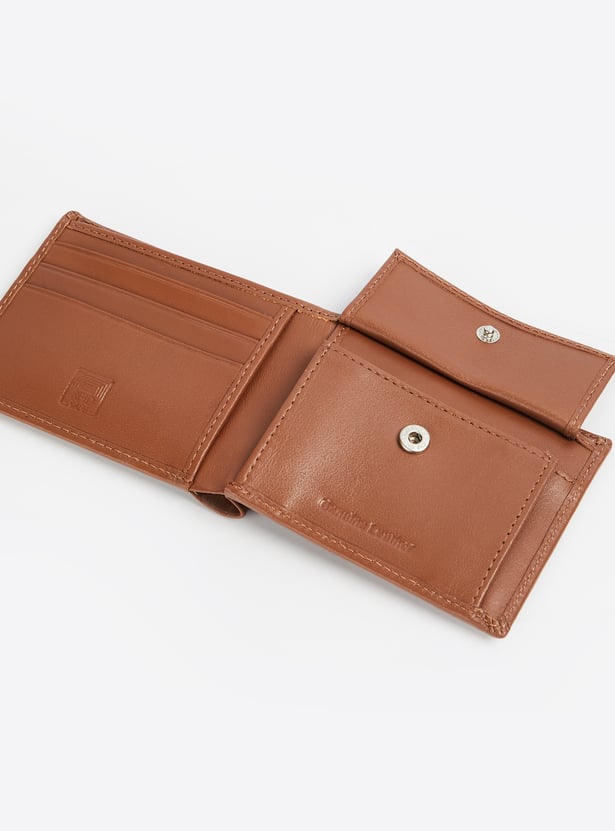 PARK AVENUE Stitch-Detailed Leather Bi-Fold Wallet