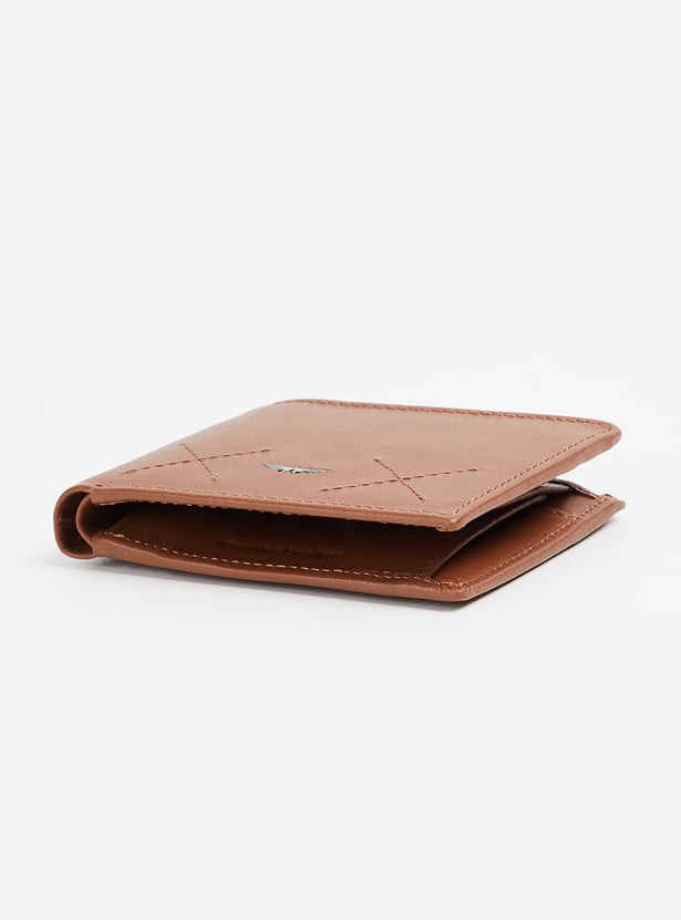 PARK AVENUE Stitch-Detailed Leather Bi-Fold Wallet