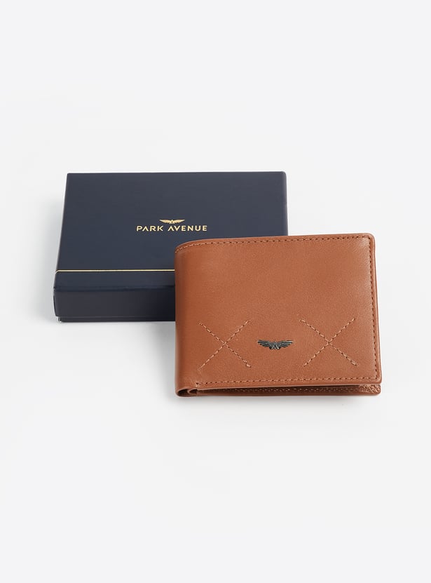 PARK AVENUE Stitch-Detailed Leather Bi-Fold Wallet