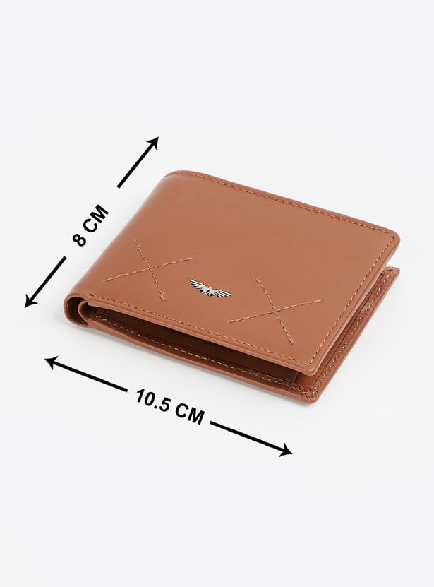 PARK AVENUE Stitch-Detailed Leather Bi-Fold Wallet