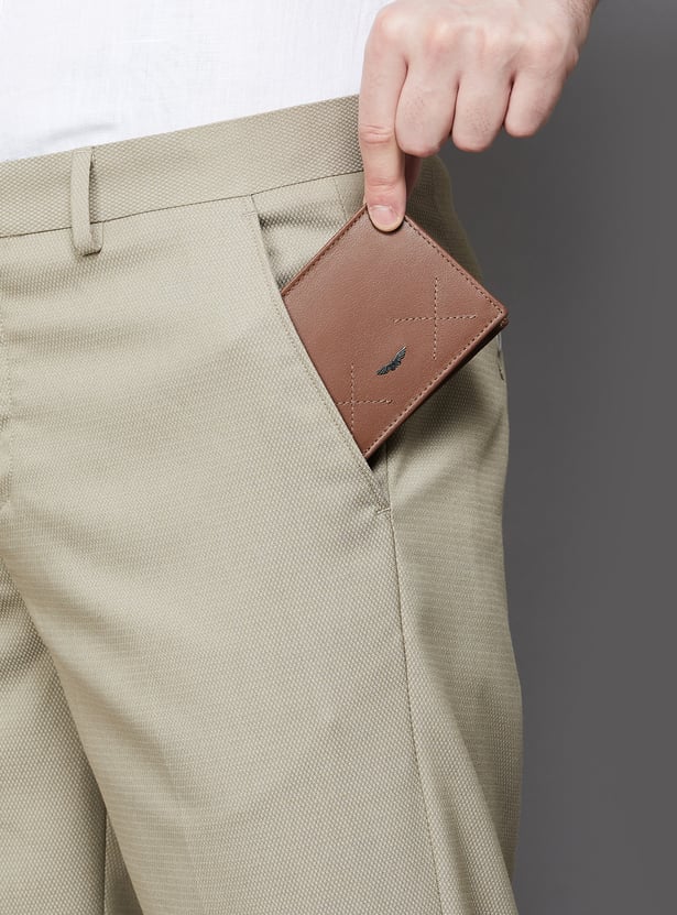 PARK AVENUE Stitch-Detailed Leather Bi-Fold Wallet