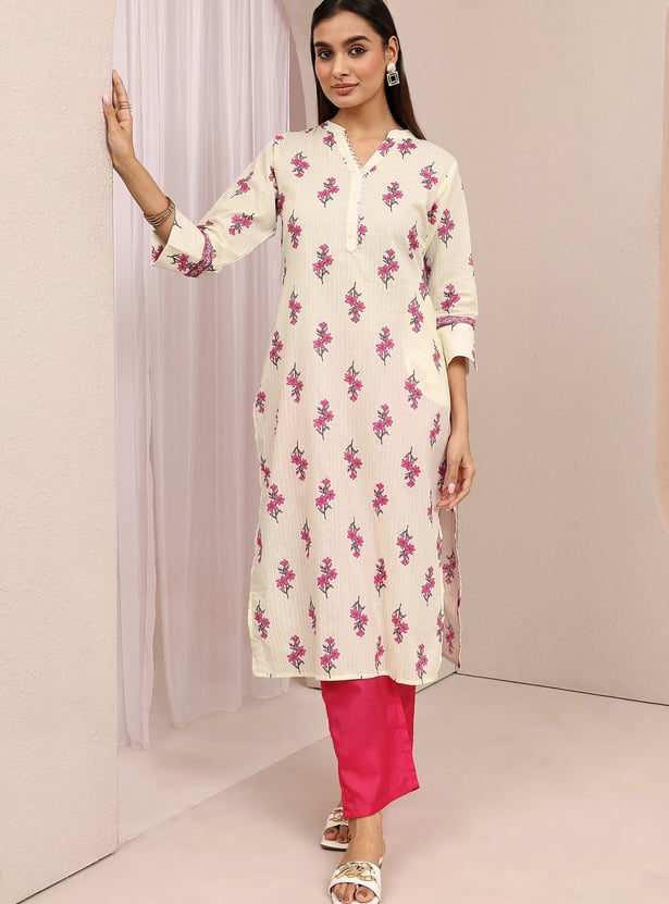 LIBAS Floral Print Straight Kurta