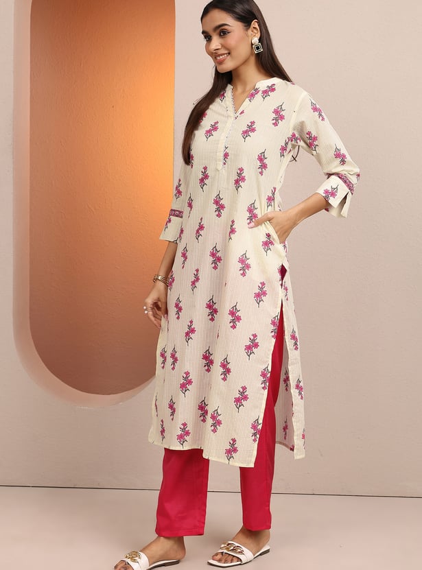 LIBAS Floral Print Straight Kurta