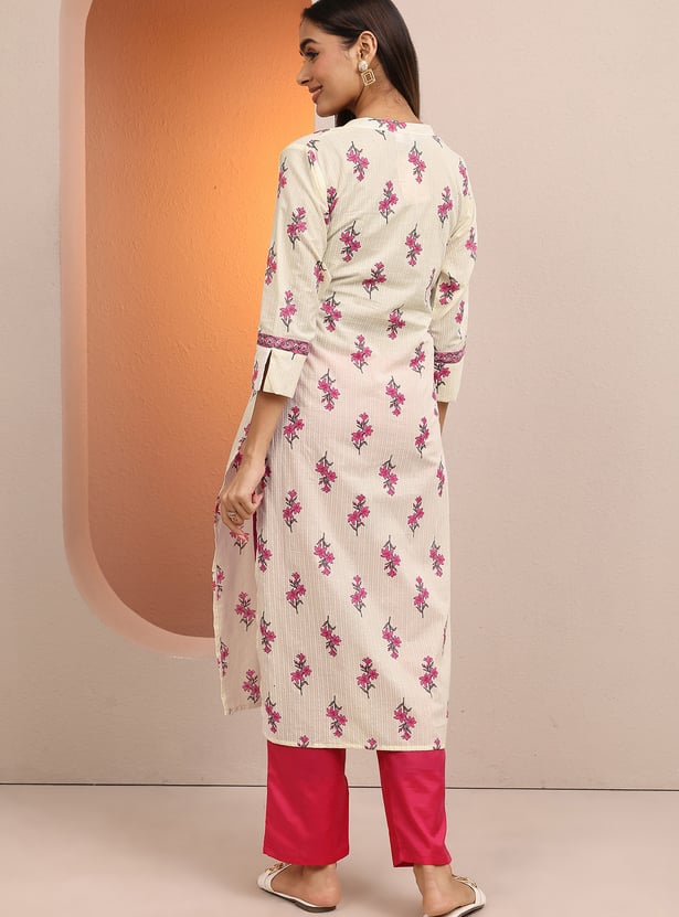 LIBAS Floral Print Straight Kurta