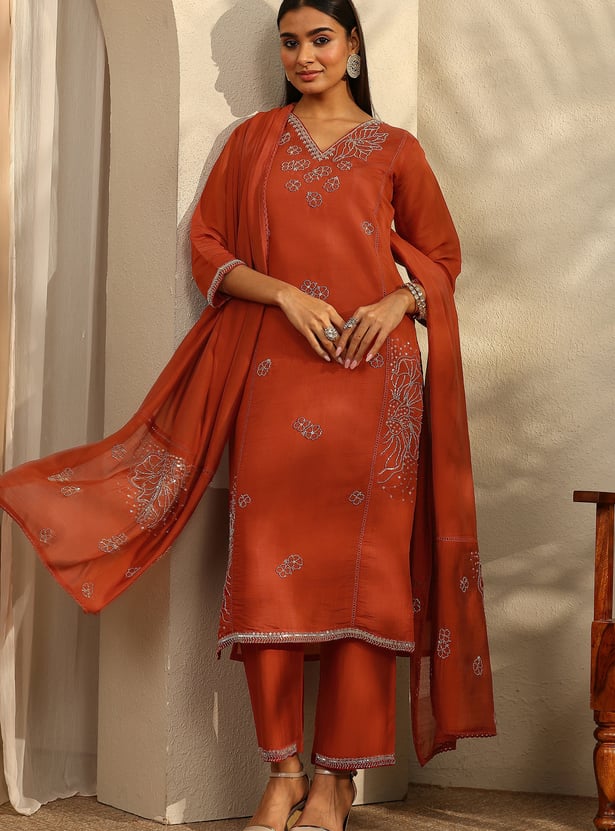 LIBAS Embroidered Straight Kurta Set