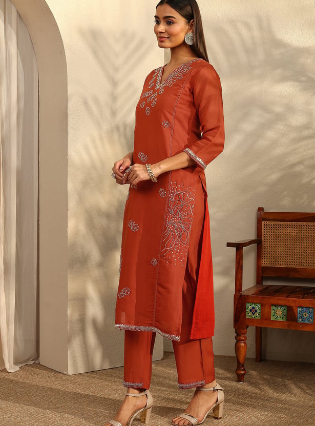 LIBAS Embroidered Straight Kurta Set